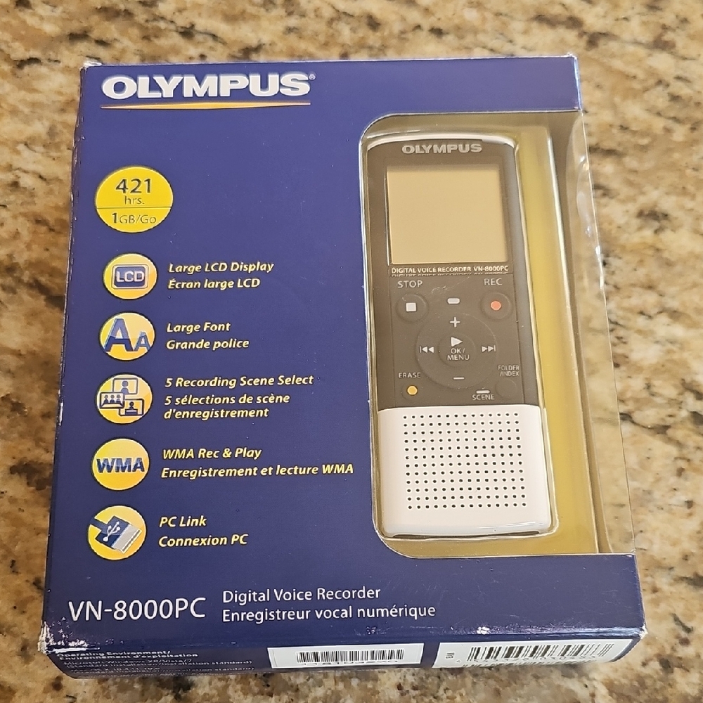 NEW Olympus VN-8000PC 1GB Digital Recorder w/ LCD Display & PC Connection